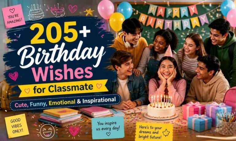 205+ Birthday Wishes for Classmate Cute, Funny, Emotional & Inspirational
