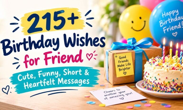 215+ Birthday Wishes for Friend Cute, Funny, Short & Heartfelt Messages